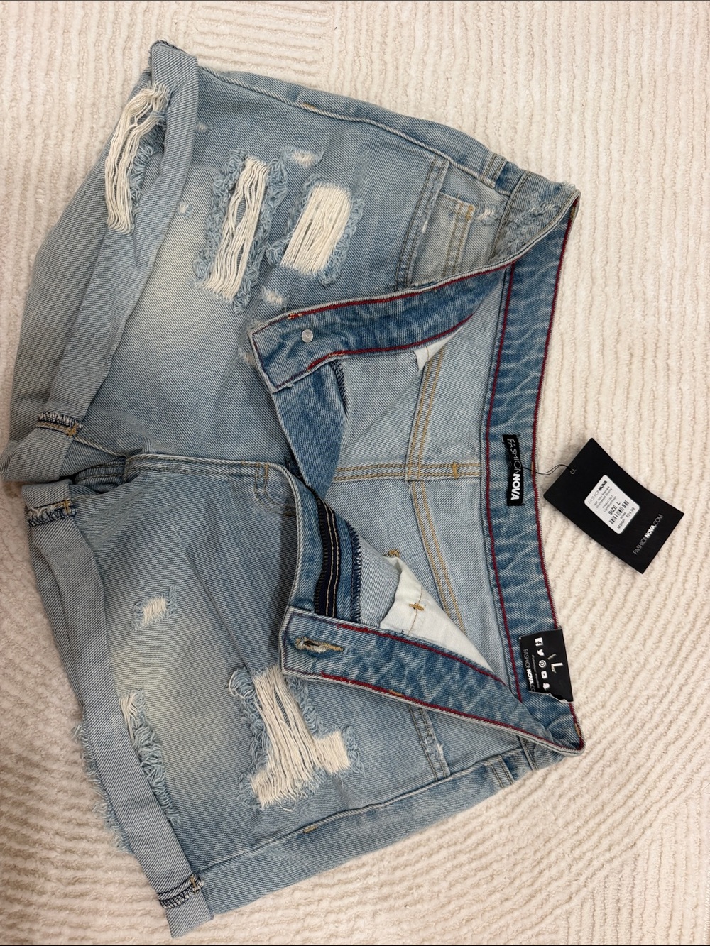Fashion Nova Light Blue Distressed Denim Cutoff Shorts
